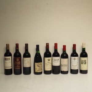 Lot de 9 bouteilles de vin rouge